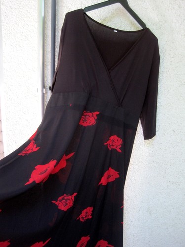Schwarzes midi kleid - midi-kleid, mit